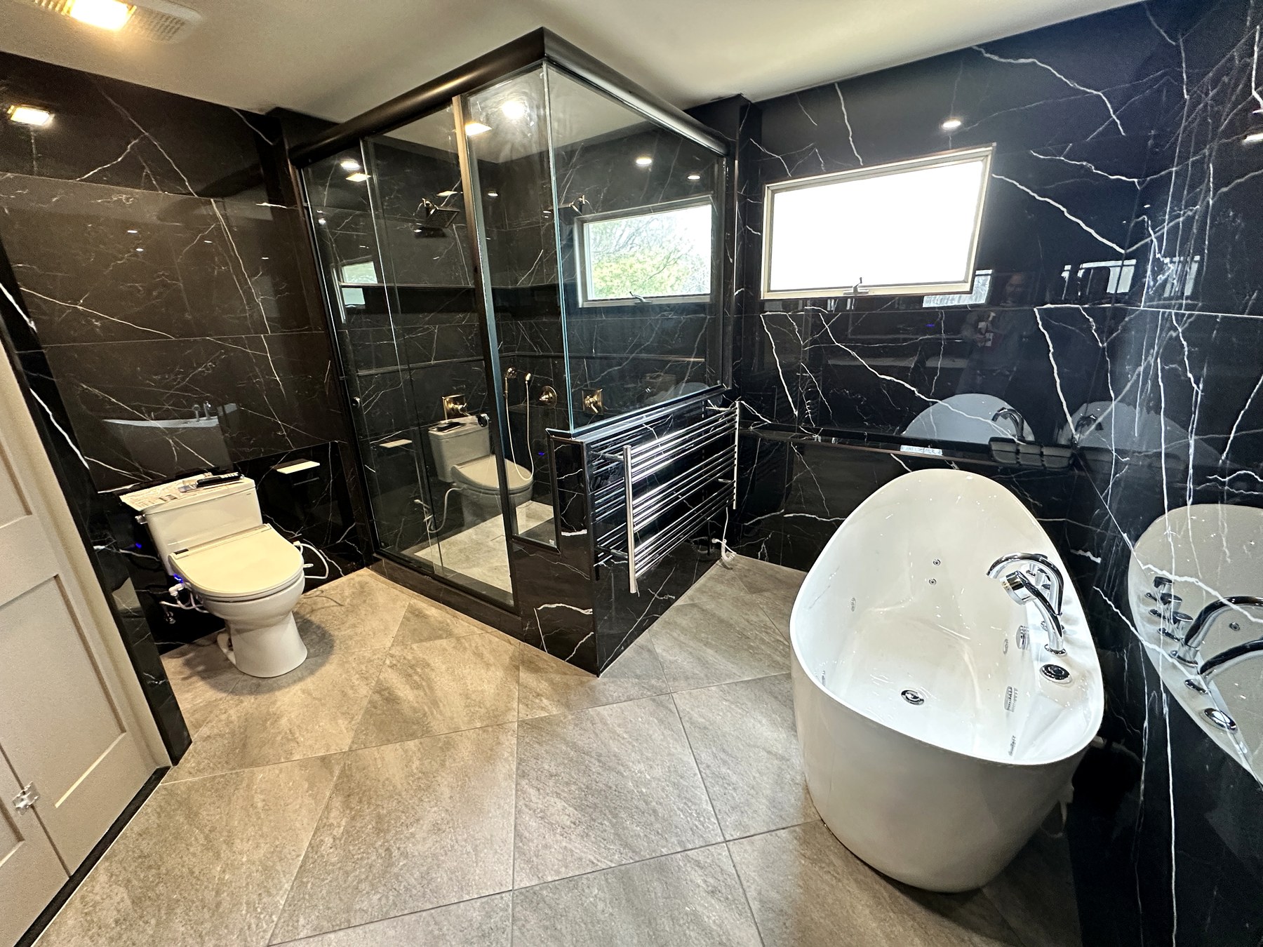 Black Marble Primary Bath by Classic Touch Designs