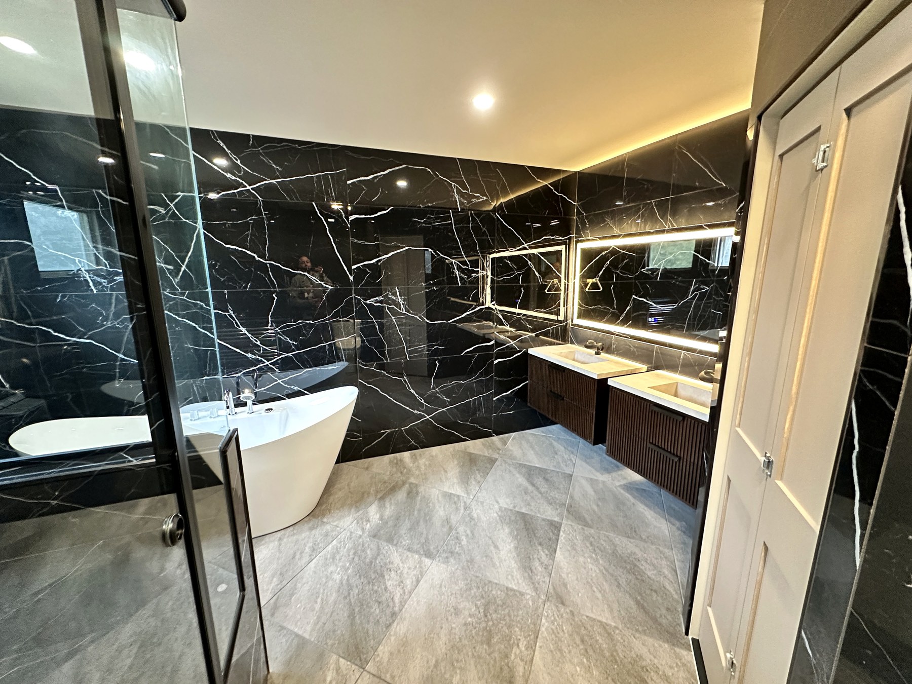 Black Marble Primary Bath by Classic Touch Designs