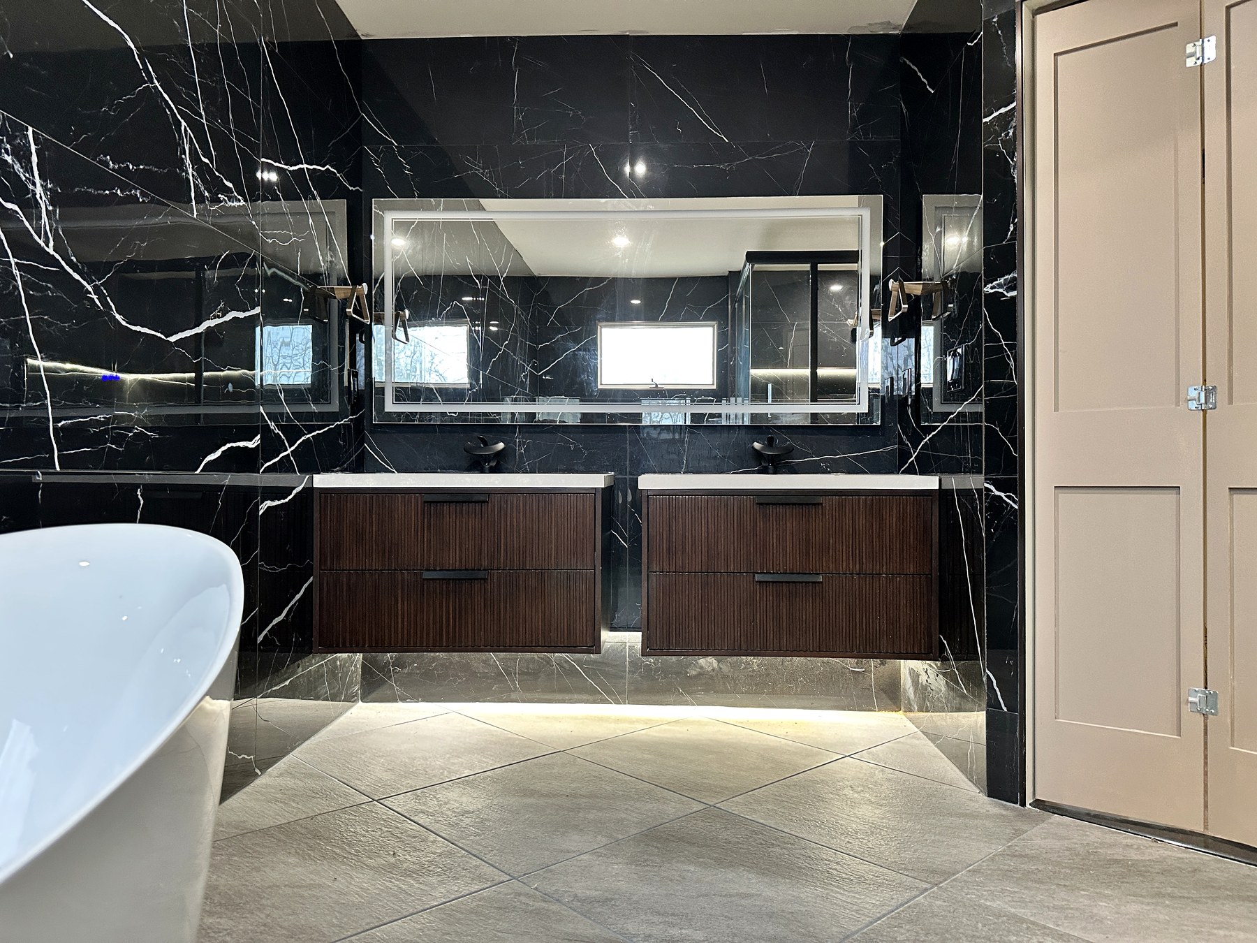 Black Marble Primary Bath by Classic Touch Designs